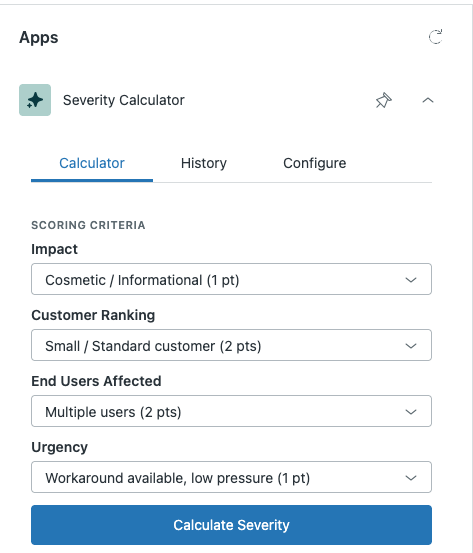 Severity Calculator — agent input